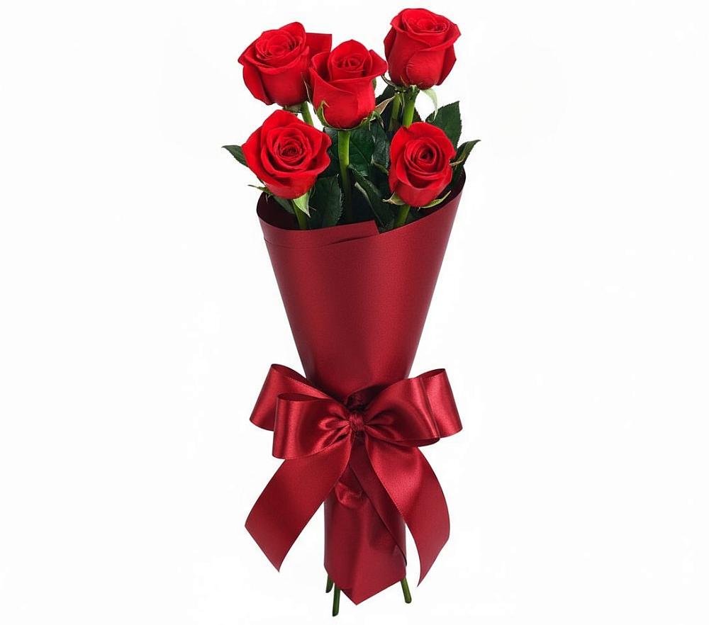 Букет 5 Красных роз Эдлесс Лав в Васильчиново