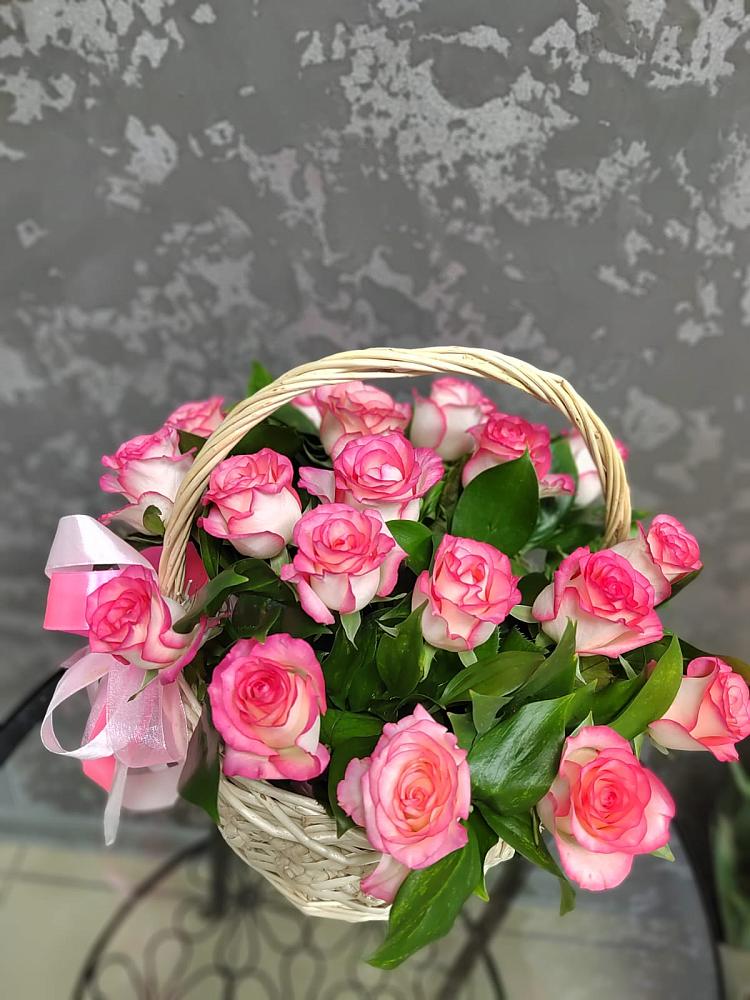 Цветочная композиция из Розы в корзине в Васильчиново