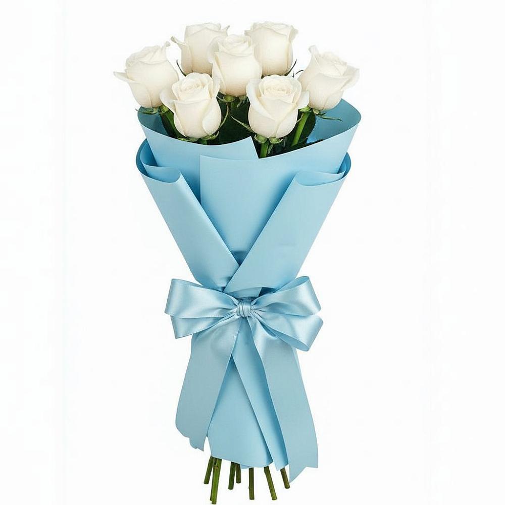 Букет 7 белых роз Проуд в Васильчиново
