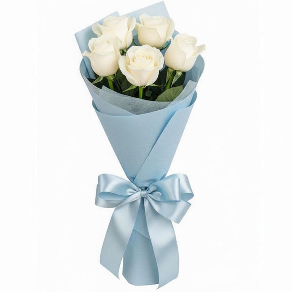 Букет 5 Белых роз Проуд в Васильчиново