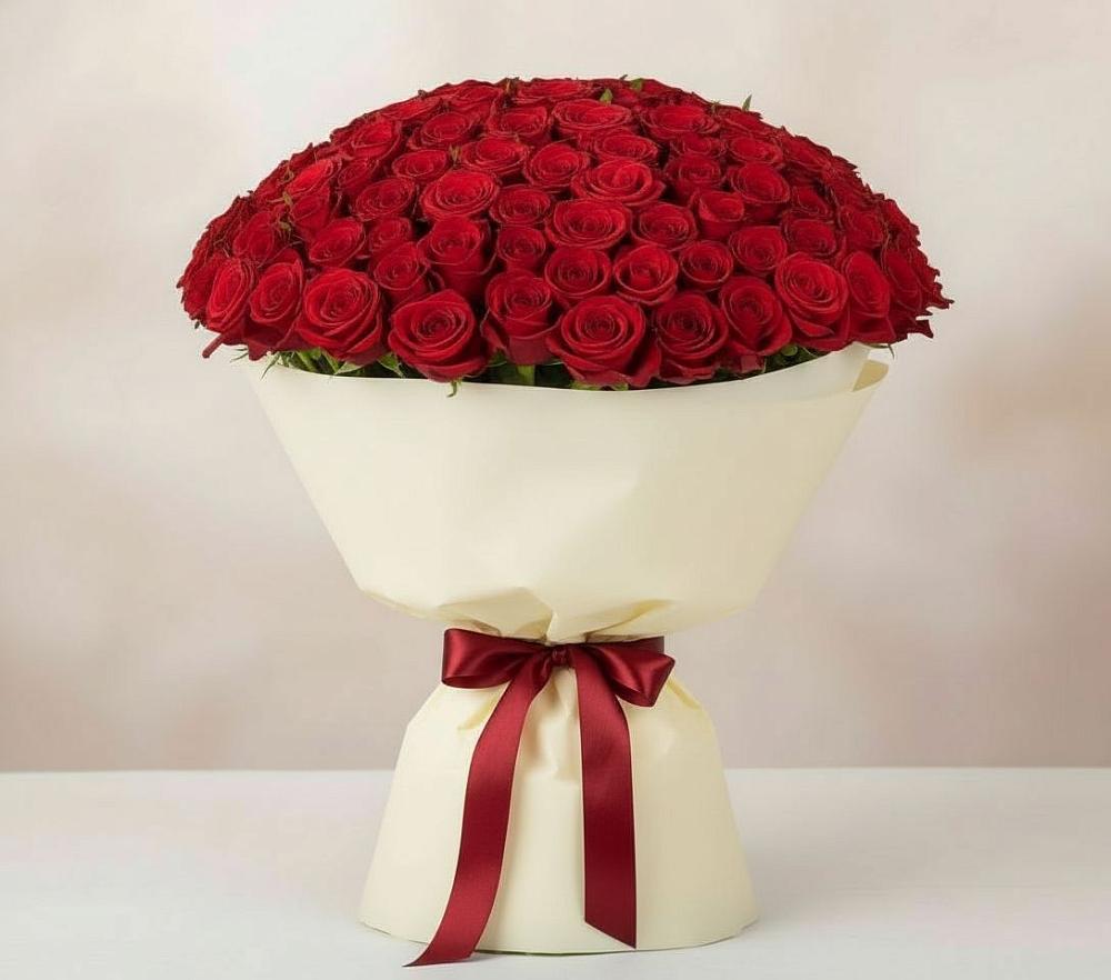 Букет 101 Красная роза Милано в Васильчиново