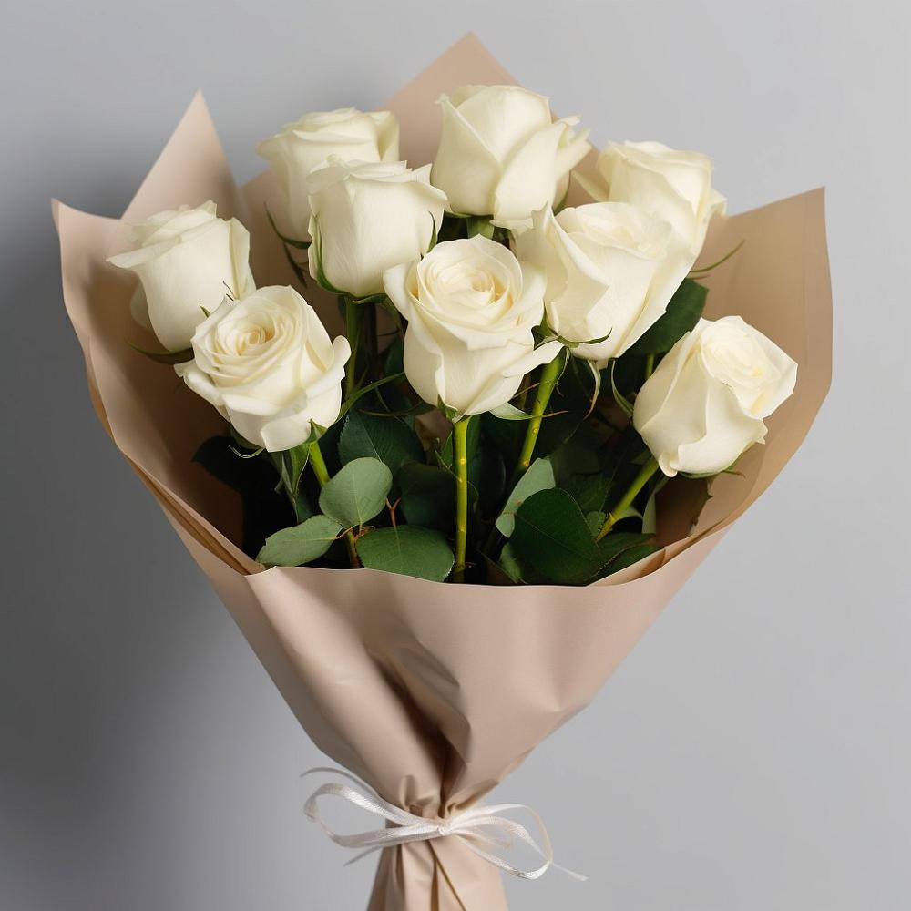 Букет 9 Белых роз Эдлесс Лав в Васильчиново