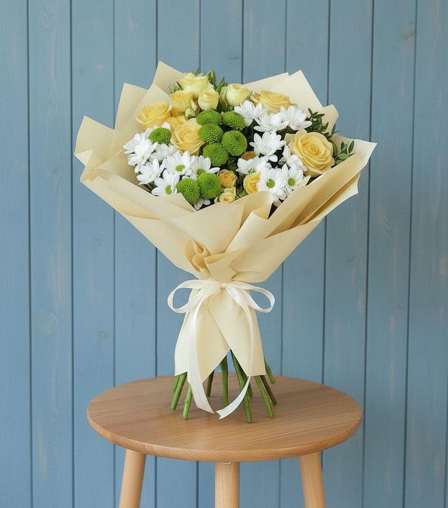 Букет цветов из: Хризантемы и Розы в Васильчиново