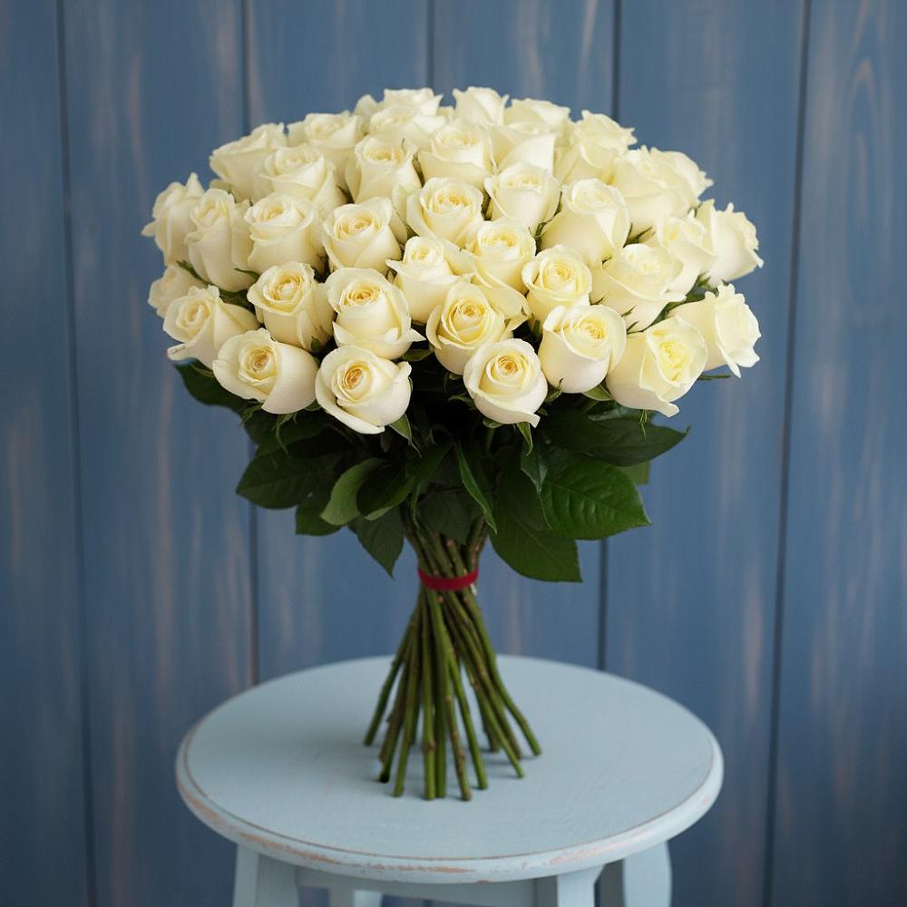 Букет 51 Белая роза Эдлесс Лав в Васильчиново