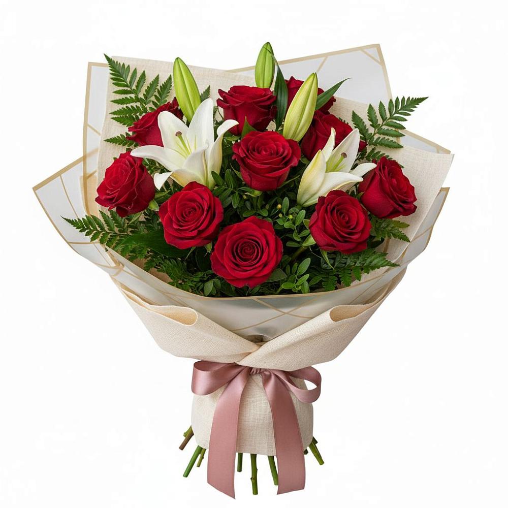 Букет цветов из: Лилии и Розы в Васильчиново