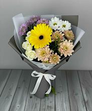 Букет цветов из:  Розы, Герберы и Хризантемы в Васильчиново