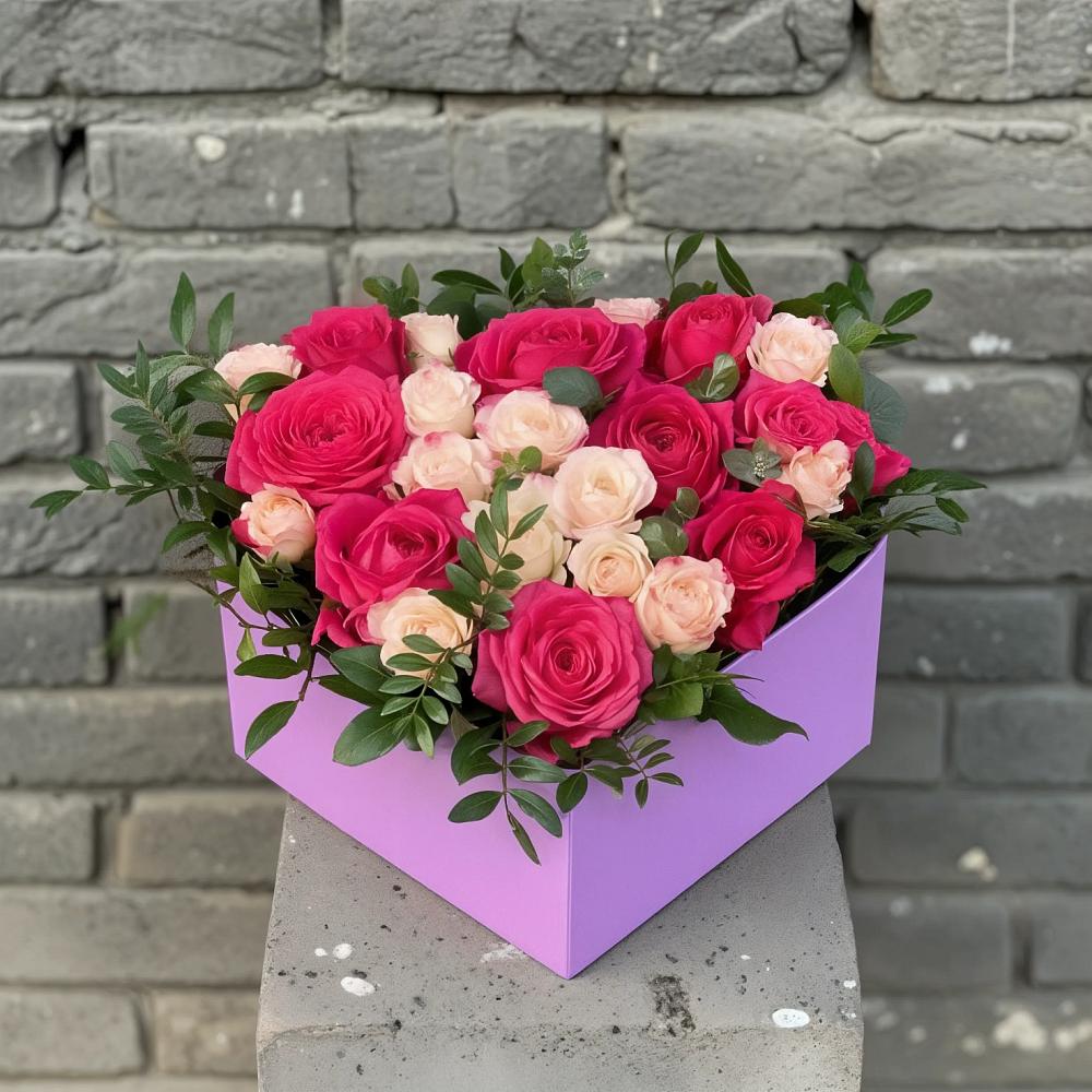Цветочная композиция из Розы в коробке в Васильчиново