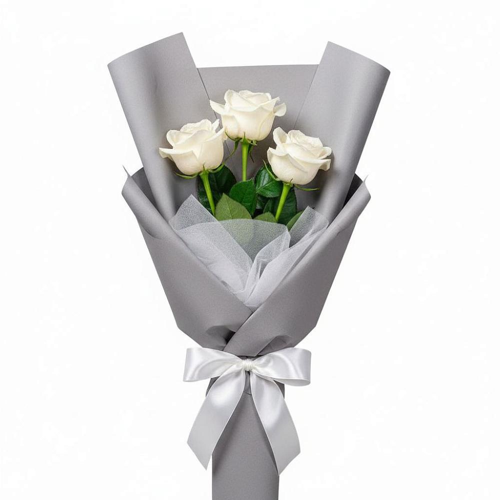 Букет 3 белые розы в Васильчиново