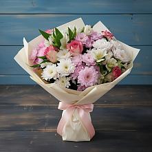 Букет цветов из:  Хризантемы, Альстромерии и Розы в Васильчиново