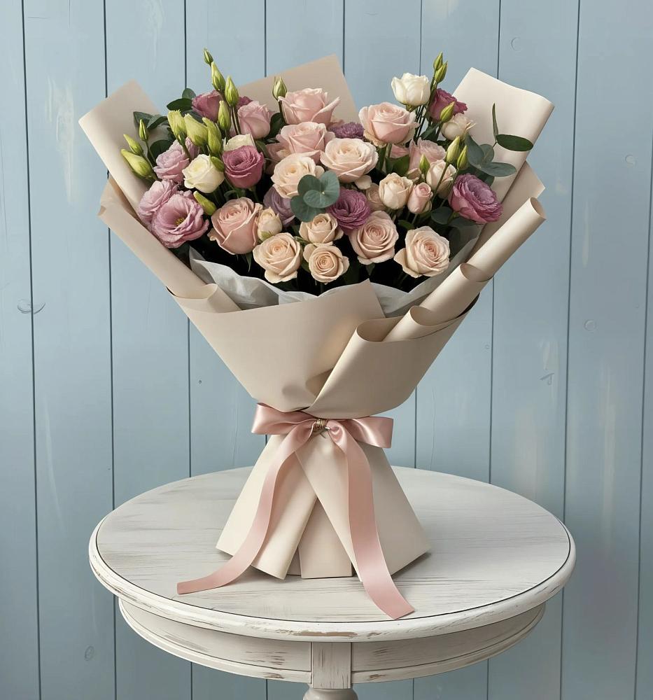 Букет цветов из: Розы и Лизиантусы в Васильчиново