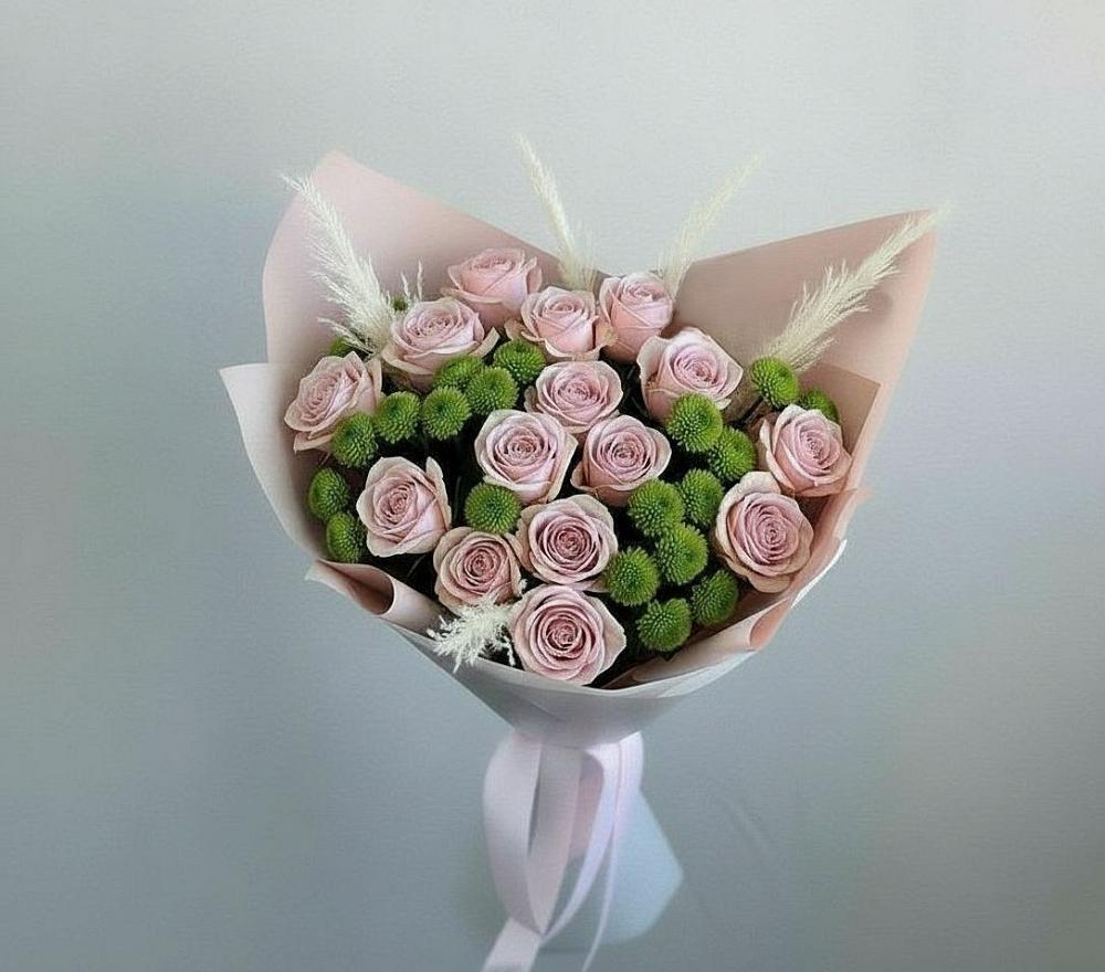 Букет цветов из: Розы и Хризантемы в Васильчиново