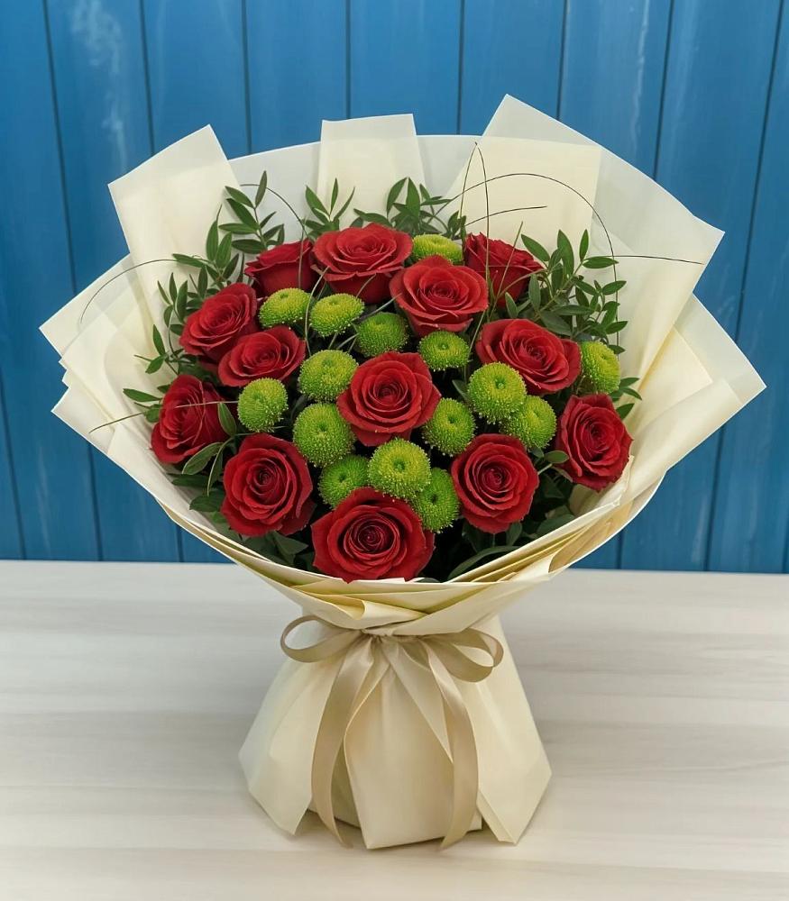 Букет цветов из: Розы и Хризантемы в Васильчиново