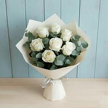 Букет Белые розы в Эвкалипте в Васильчиново
