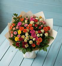 Букет Микс из разноцветных кустовых роз в Васильчиново